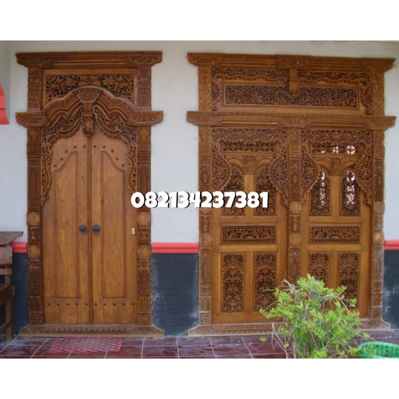 Satu Set Pintu Gebyok Penyekat | Gebyok Jepara | Pintu Ukir | Penyekat Ruangan | Jenda Ukir | Gebyok