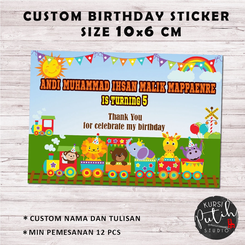

sticker size 10x6 cm tema animal train