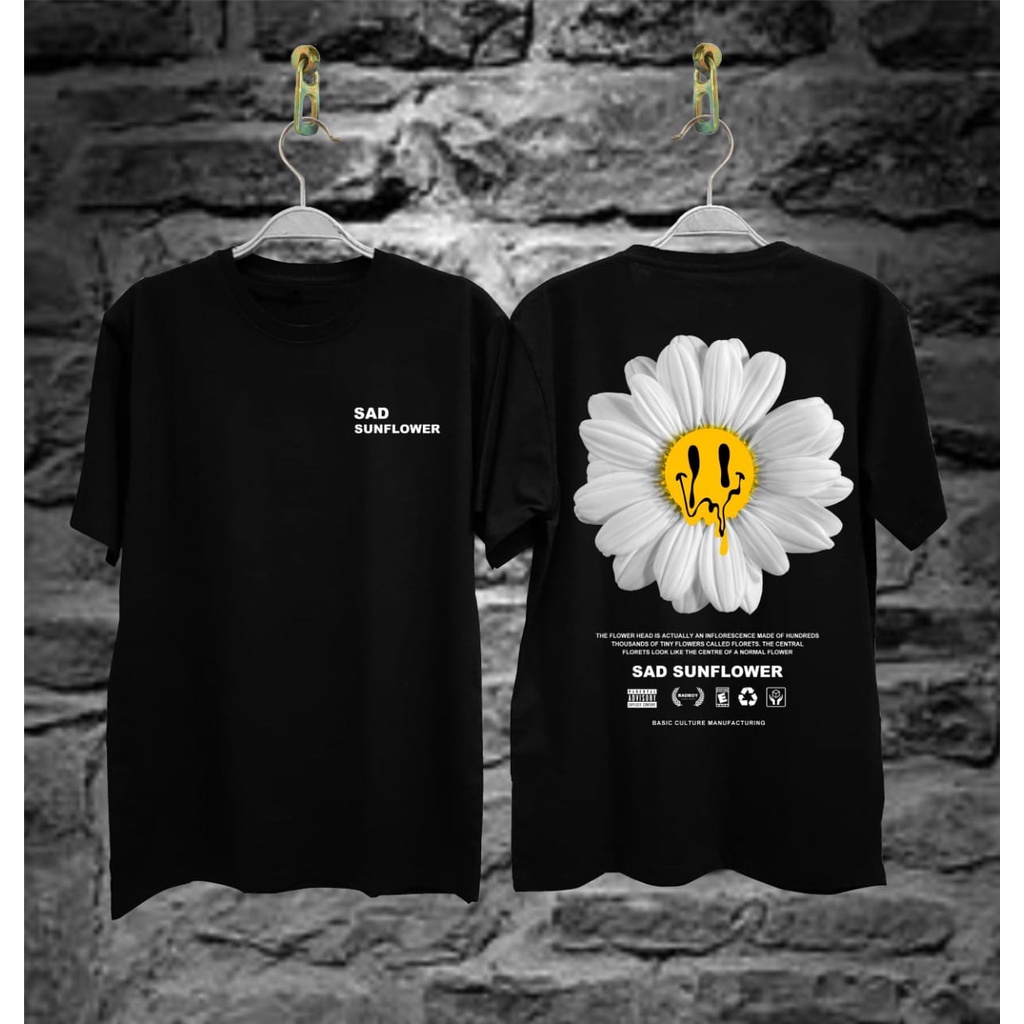 Kaos Sunflower Kekinian Lengan Pendek Baju Kaos Bandung T-shirt Keren Atasan Unisex Kaos Bergambar Kaos Murah