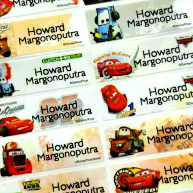 

Label nama anti air stiker waterproof Premium Cars McQueen Ori