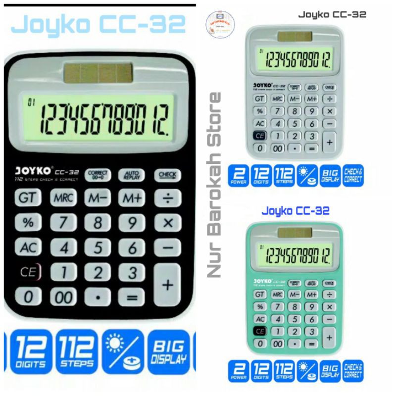 

Kalkulator Joyko CC-32 / 12 Digit / Big Digit / Dual Power