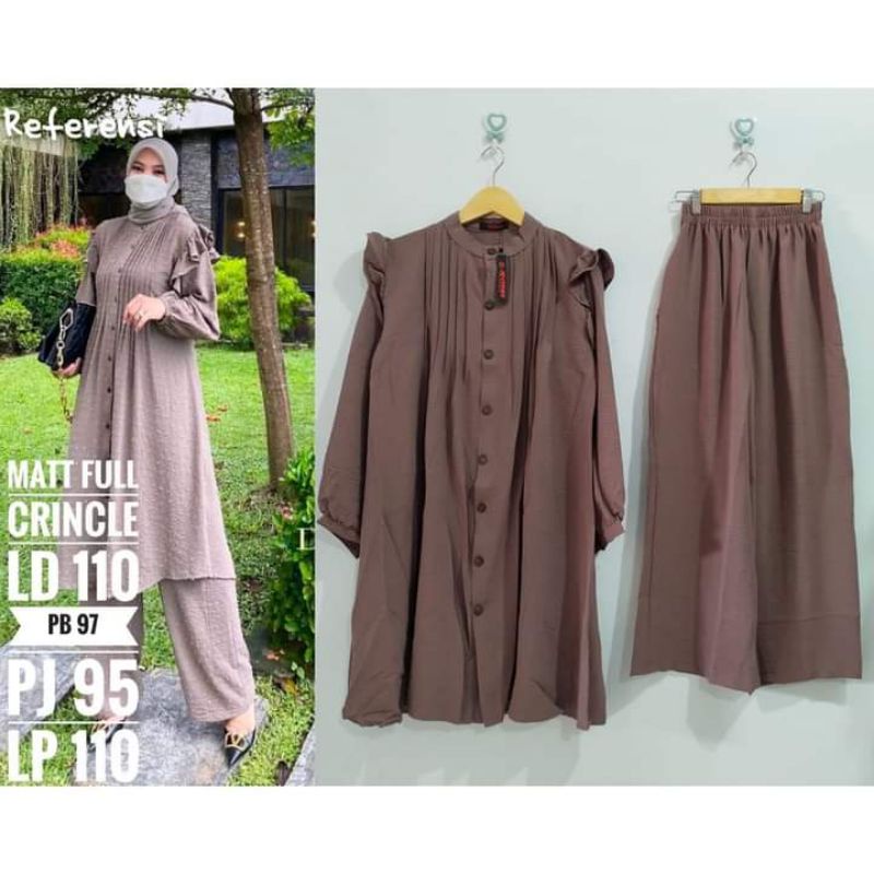 TERBARU ONE SET TUNIK CRINKLE WANITA BUSUI KEKINIAN HITS SET WANITA