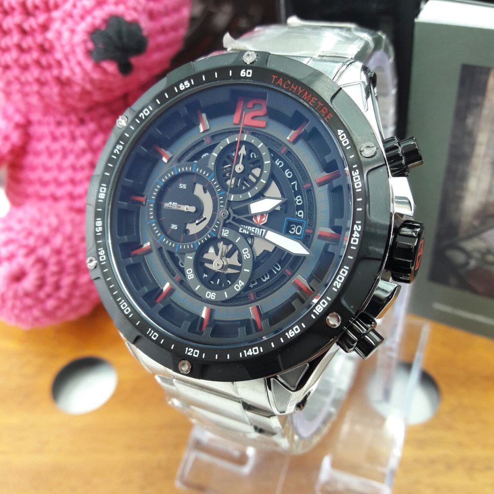 JAM TANGAN EXPEDITION WATCH SPORTY 6721 PRIA SILVER BLACK ORIGINAL