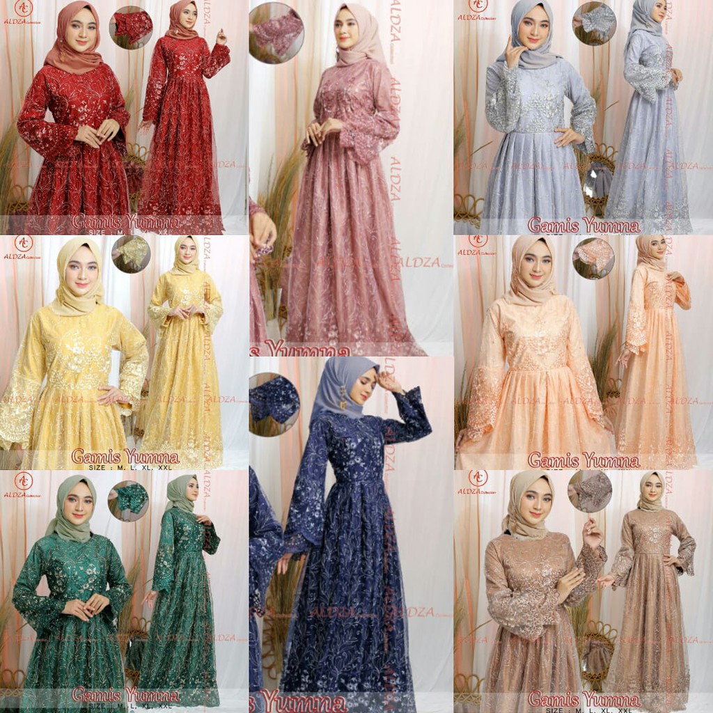 Gamis Kebaya Tulle Yumna Aneka Pilihan Warna Cantik