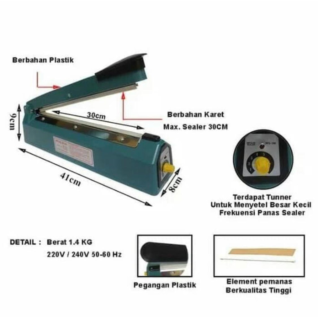 Mesin Press Plastik Alat Sealer Pres Plastic Impulse Sealer 300mm 30cm