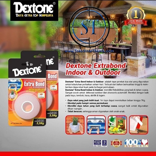 Double Tip Kuat Double Tape Dextone 1 Roll 12mmx2m Super Extra Bond Tahan Cuaca Outdoor Maupun Indoor