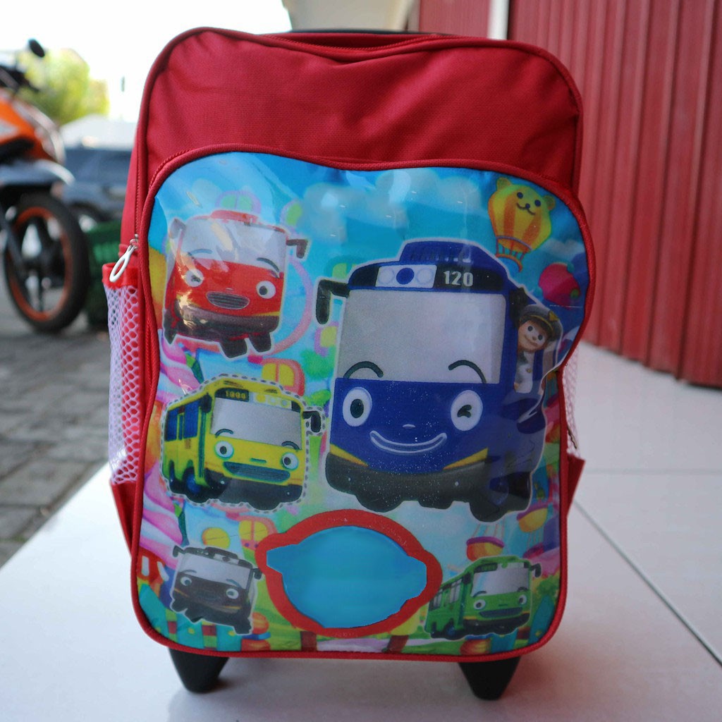 Tas Fashion Anak Cowo Ransel Gendong Dorong Termurah Gambar Little Bus Merah