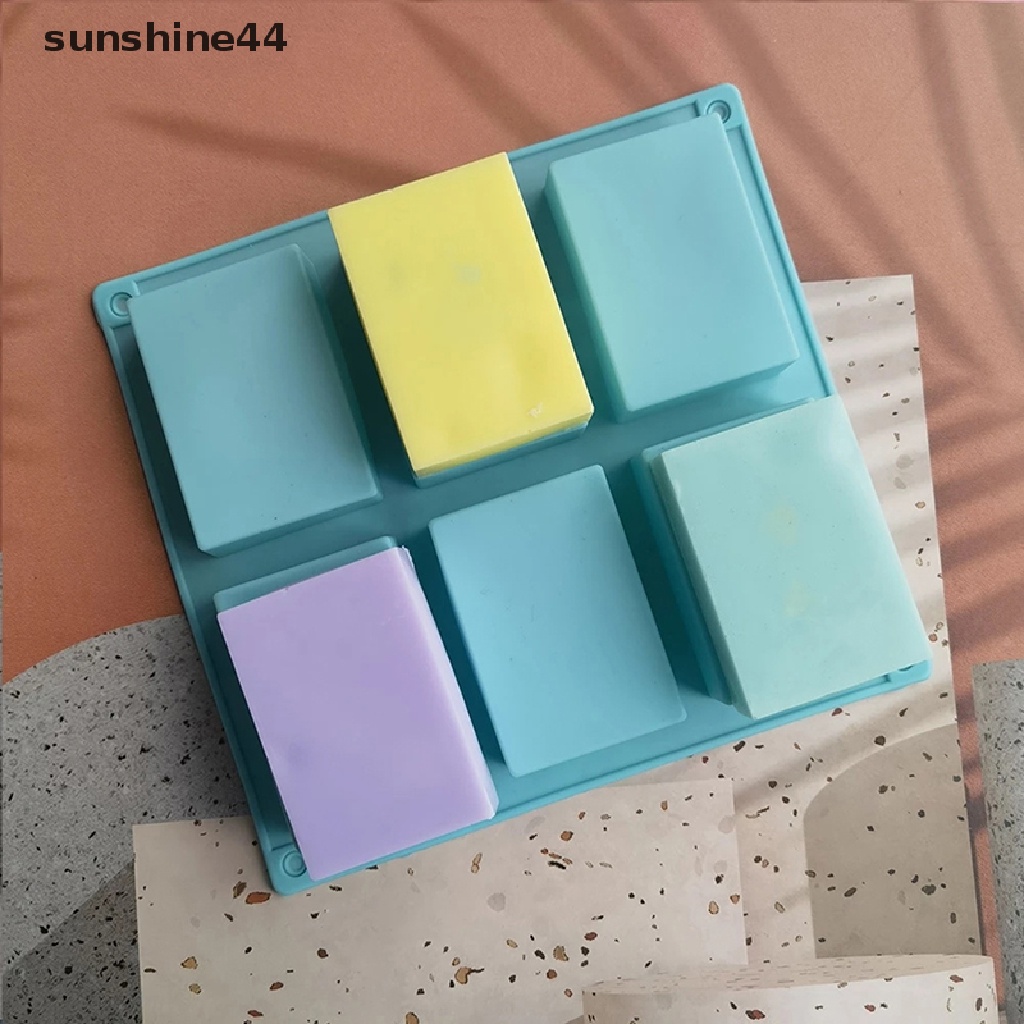 Sunshine Cetakan Sabun Handmade DIY Bentuk Persegi Panjang Dengan 6 Lubang