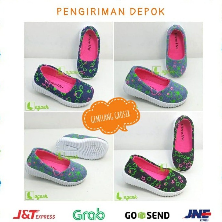  SEPATU  ANAK  CEWEK USIA 1 2 3 4 5 6 TAHUN  SLIP ON MOTIF 