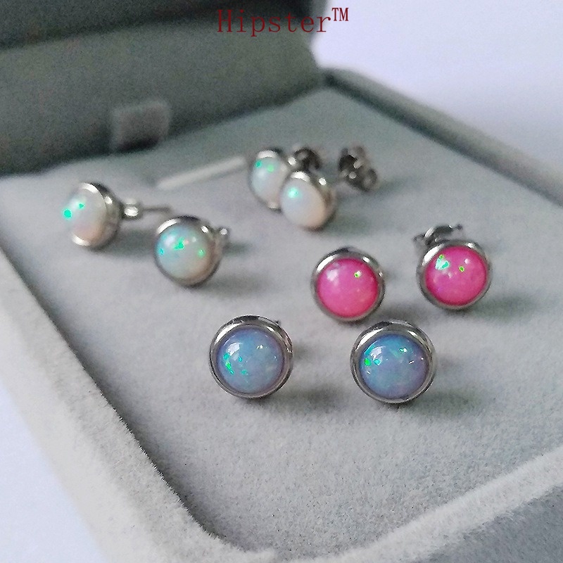 New Color Gemstone Inlaid Diamond Fashion Wild round Studs