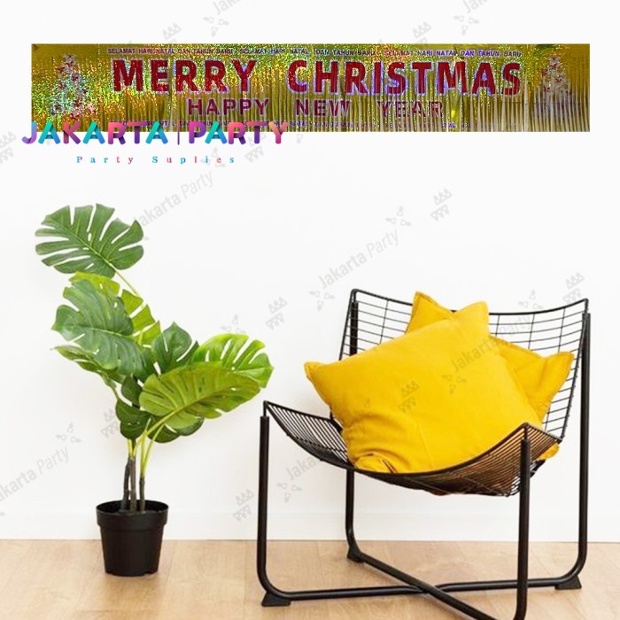 Garland Merry Christmas Glitter / Hiasan Pintu Natal / Banner Xmas