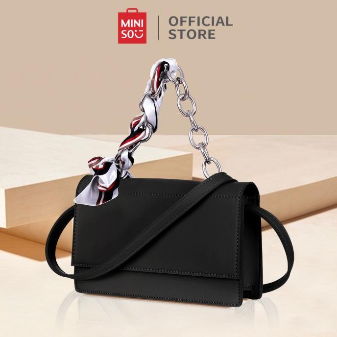 MINISO Tas Wanita Selempang Handbag Rantai Sling Bag Syal Sutra