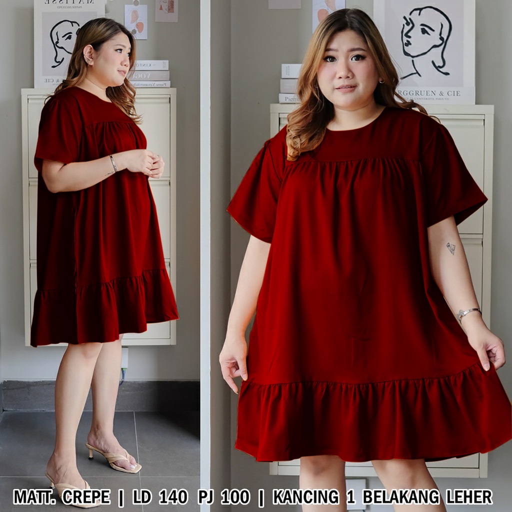 WSE390 - Dress BIG SIZE XXXL Fani Dress JUMBO UK 3XL LD 140 CM PJ 100 CM Dress Wanita Jumbo Dress Wanita Besar Tunik Wanita Jumbo PREMIUM QUALITY