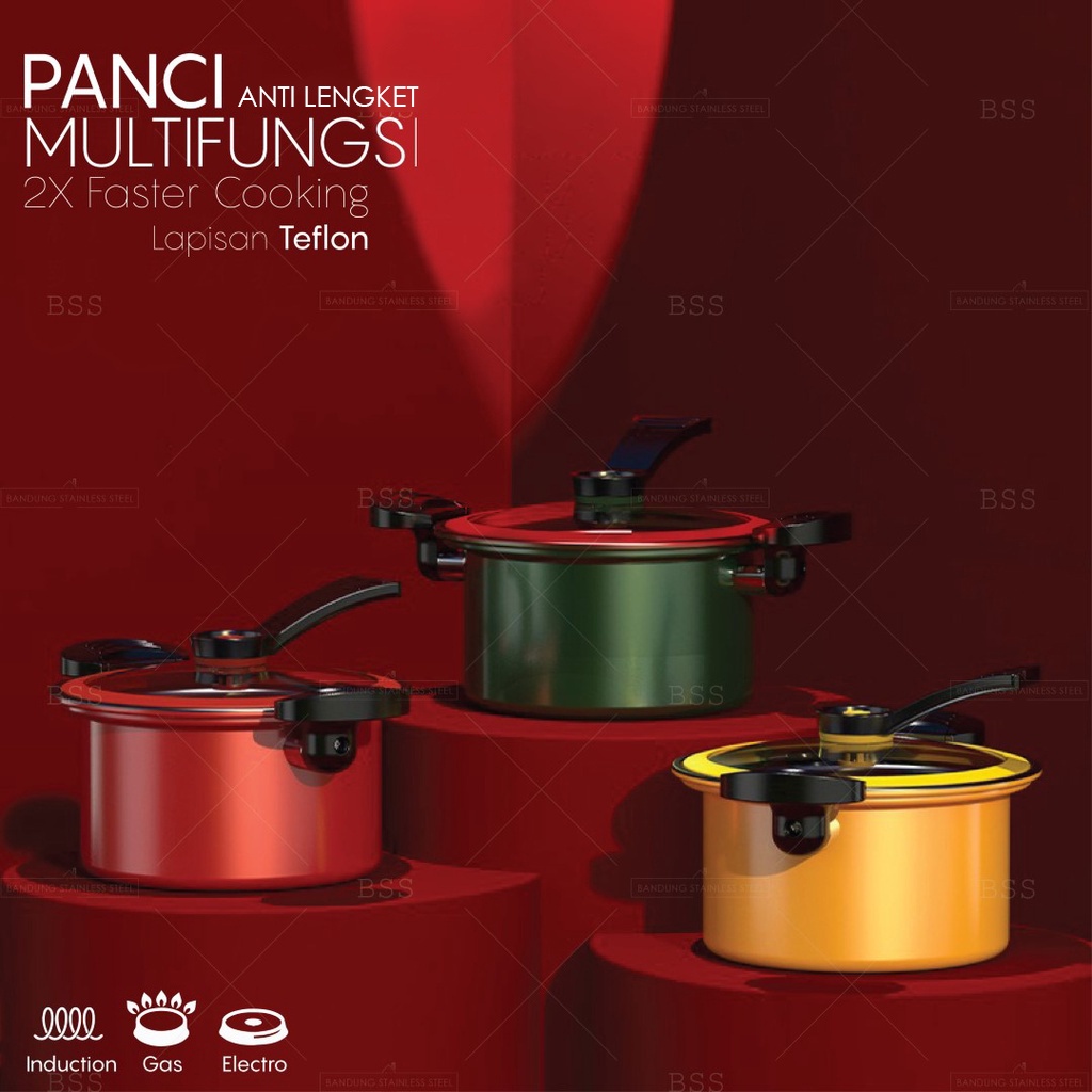 Panci Anti Lengket Teflon Press Cooker Pot Totipotent 3.5 Liter Melunakan Daging Lembut