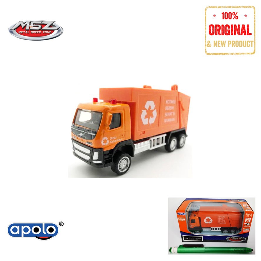 Apolo MSZ Licensed Die-Cast Metal Car Volvo FM Indonesian Garbage Truck 1:72 Mainan Truk