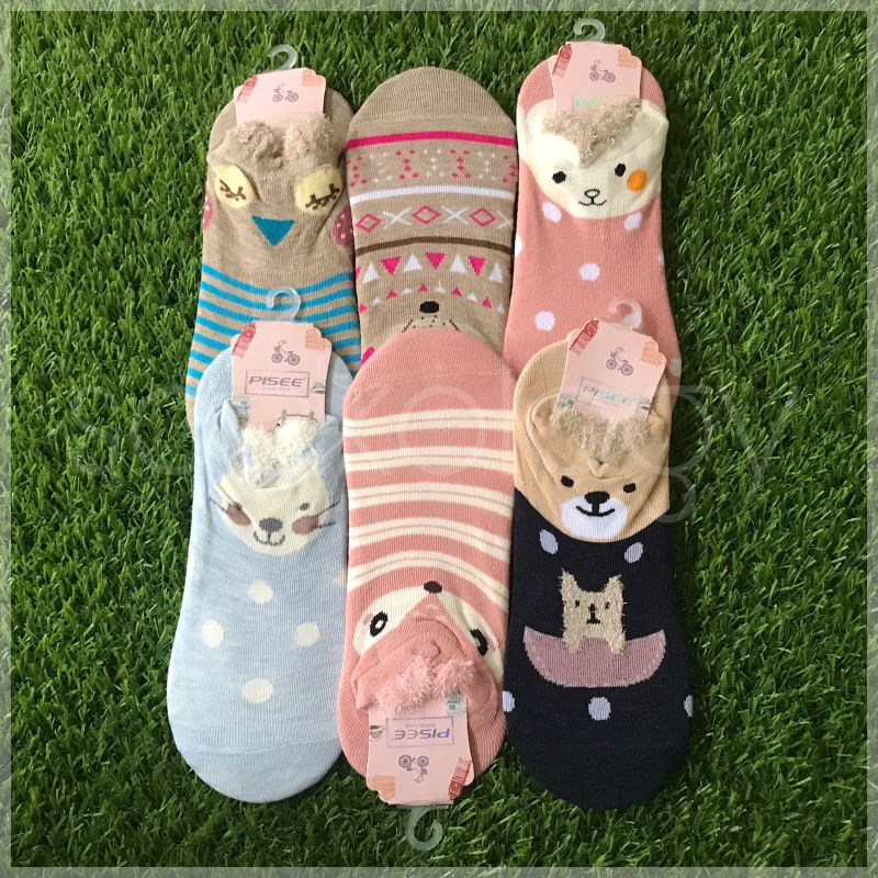 (Min. 3pcs @6.500) Kaos kaki telapak hidden socks / invisible socks wanita 3D kuping