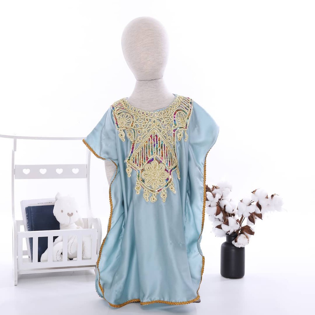 Kaftan Anak dan Bayi Lucu Biru Muda Mewah