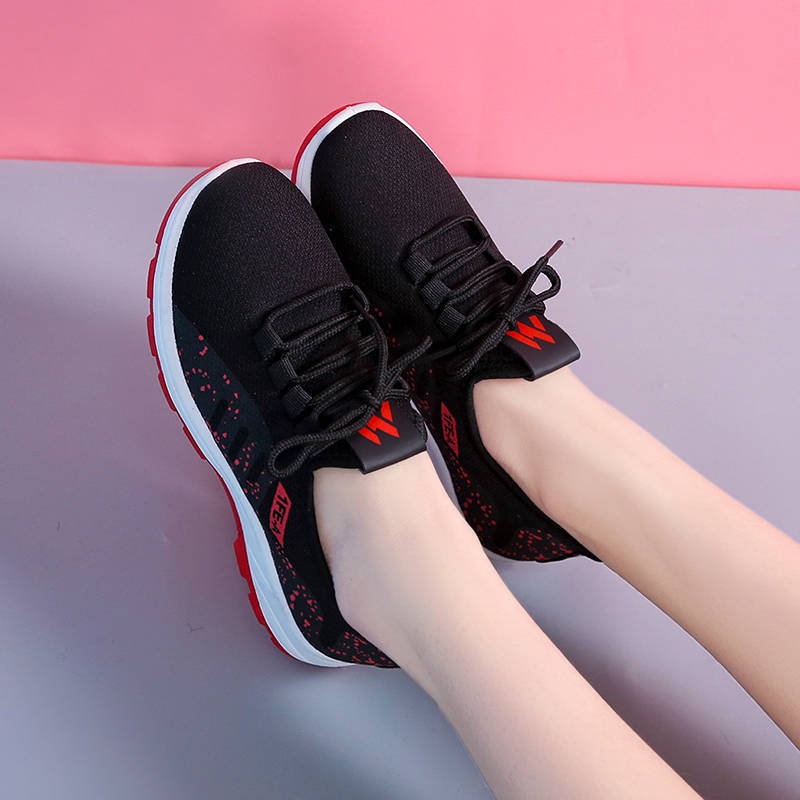 GISF Leona Sepatu Sneakers Import Fashion Wanita Korea 2022 - Real Pic-MERAH HITAM