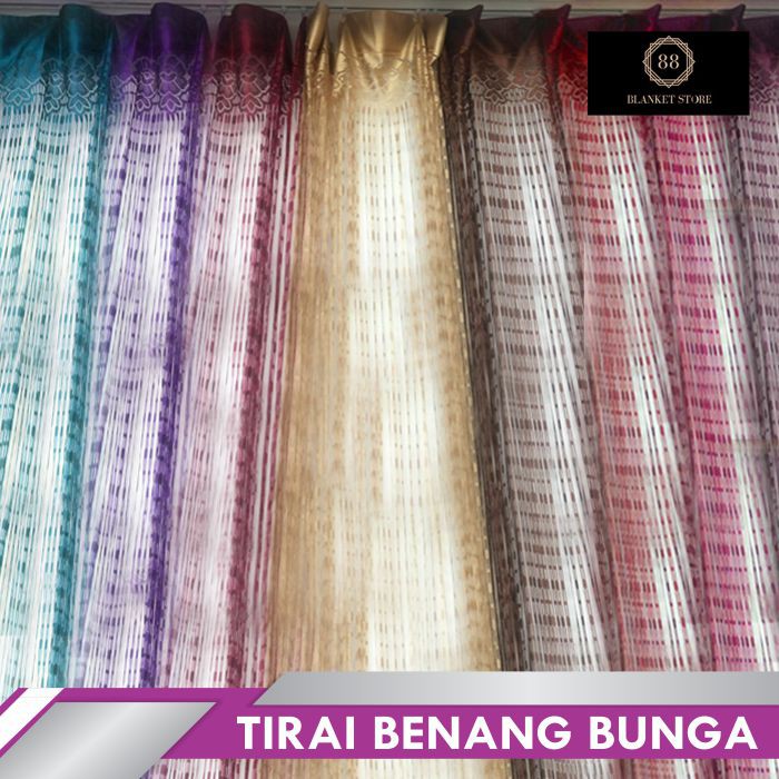 Tirai Benang Halus Renda Bermotif Bunga Cantik 100cm x 200cm / Tirai Benang Renda Bermotif Bunga Q8