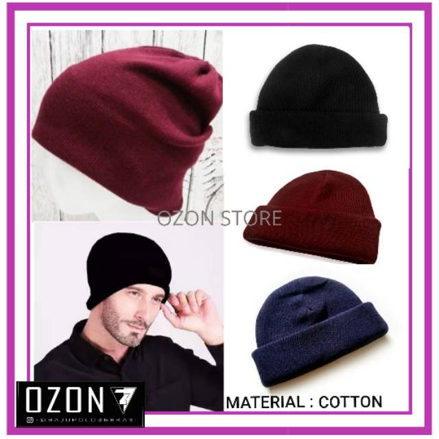 Topi Pria &amp; Wanita Kupluk Katun Rajut Short Beanie Hat Caps Distro Polos