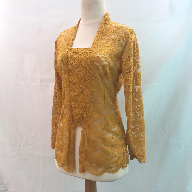 Kebaya Bali Brokat Sofia Bed Kutu Baru Atasan Tradisonal Modern Warna Seri 2-Kuning sandat