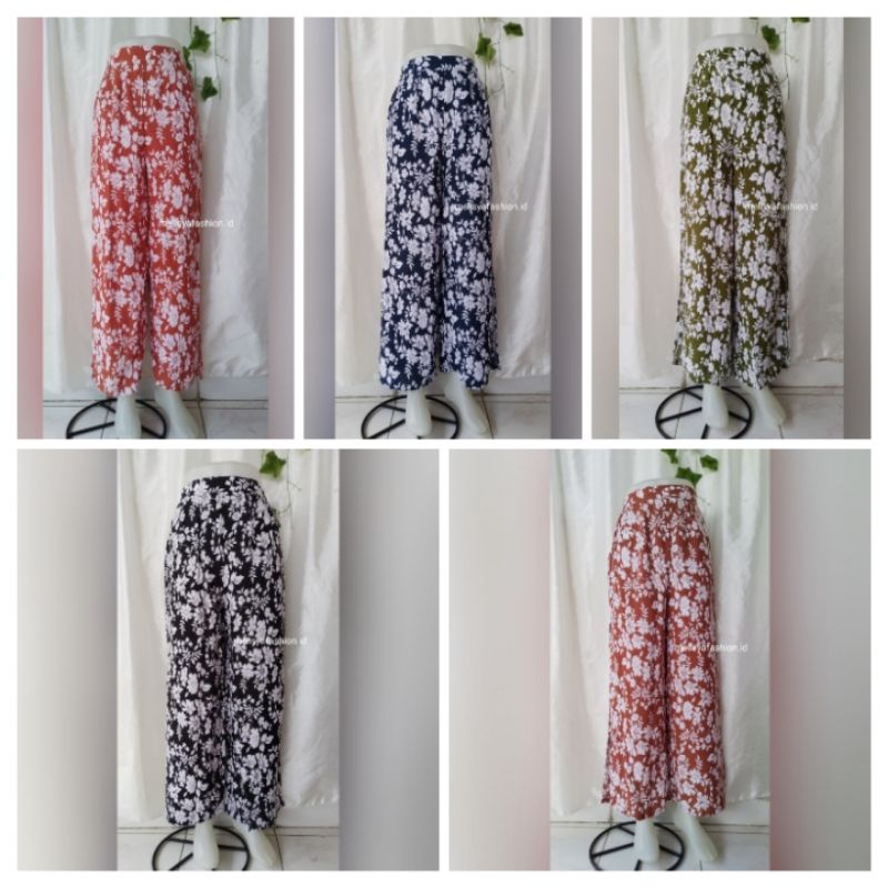 MELISYA BASIC KULOT//KULOT BELAH SAMPING//KULOT MOTIF BUNGA//KULOT RAYON PREMIUM