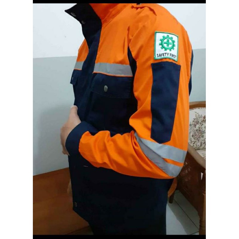 SERAGAM SAFETY BIG SIZE JUMBO XXXL ORANYE DONGKER SEMI JAKET LINGKAR BADAN 130 CM