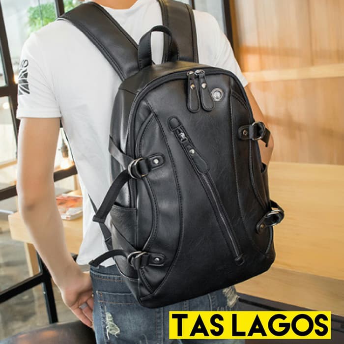 TAS RANSEL DAYPACK SEKOLAH KANTOR OUTDOOR LAGOS KULIT ORIGINAL PREMIUM