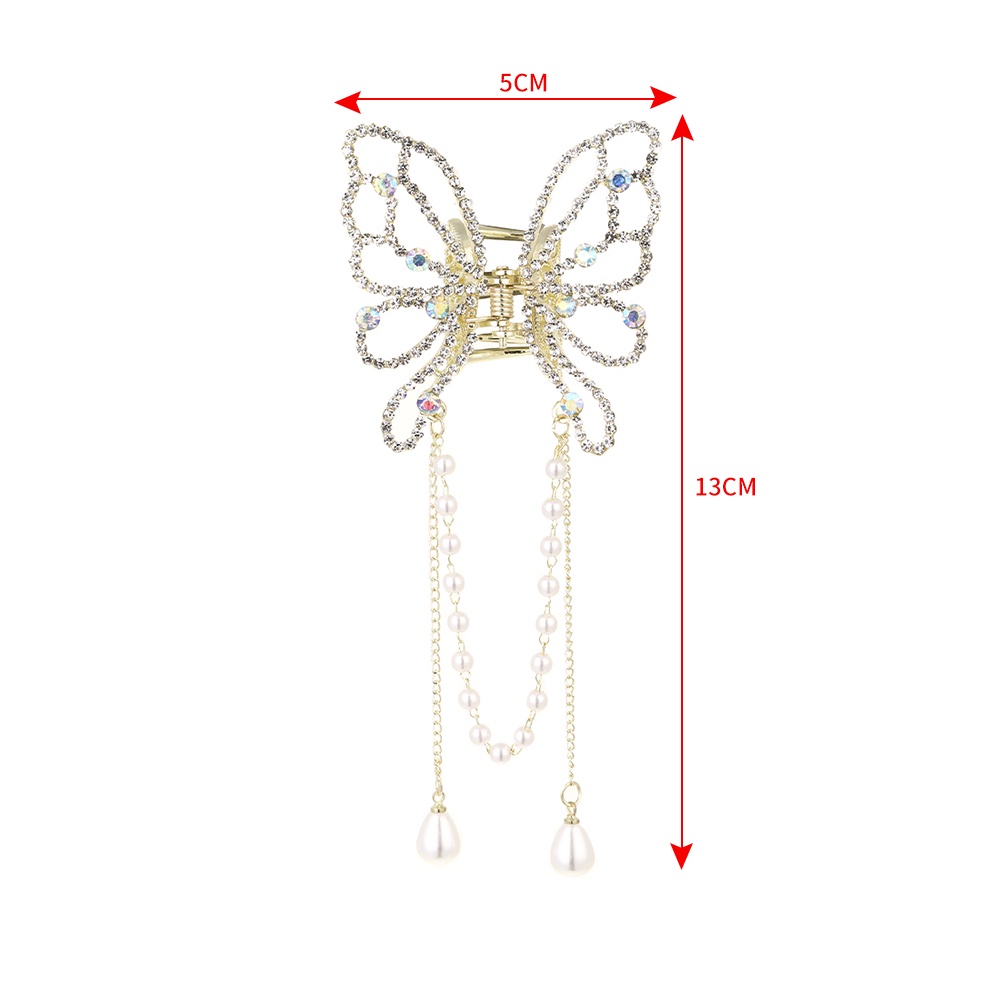 Jepit Rambut Bentuk Kupu-Kupu Aksen Mutiara Dan Berlian Imitasi Gaya Korea Untuk Wanita