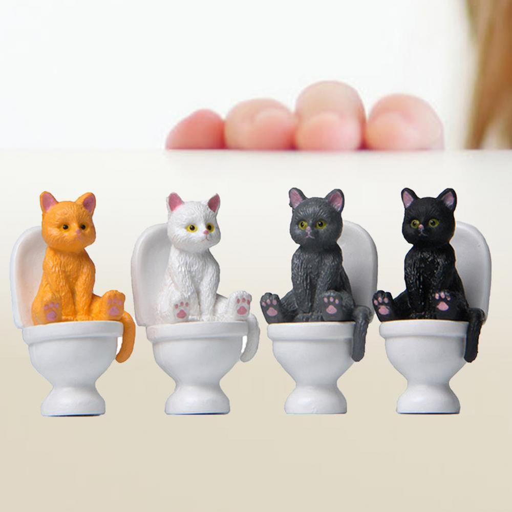 [Elegan] Kucing Miniatur Mikro Lansekap Desktop Ornamen Model Kucing Mainan Hiasan Aksesoris Ornamen Taman Ekspresi Dekorasi Toilet Duduk Miniatur Kucing