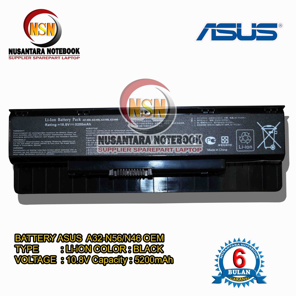 Baterai Laptop Asus A32-N56 A32-N46 56VB N56VJ N56VM N56VZ SERIES OEM