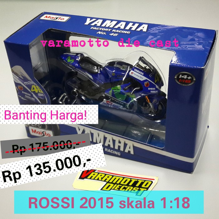 Diecast Motogp - Diecast Ducati - Diecast New Ray Vespa Diecast Moto Gp Rossi Tahun 2015 Original