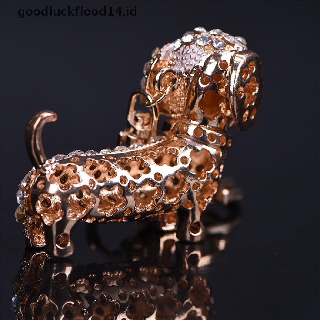 [OOID] Bling Crystal Dog Dachshund Keychain Purse Pendant Car Holder Key Ring Nice New ID