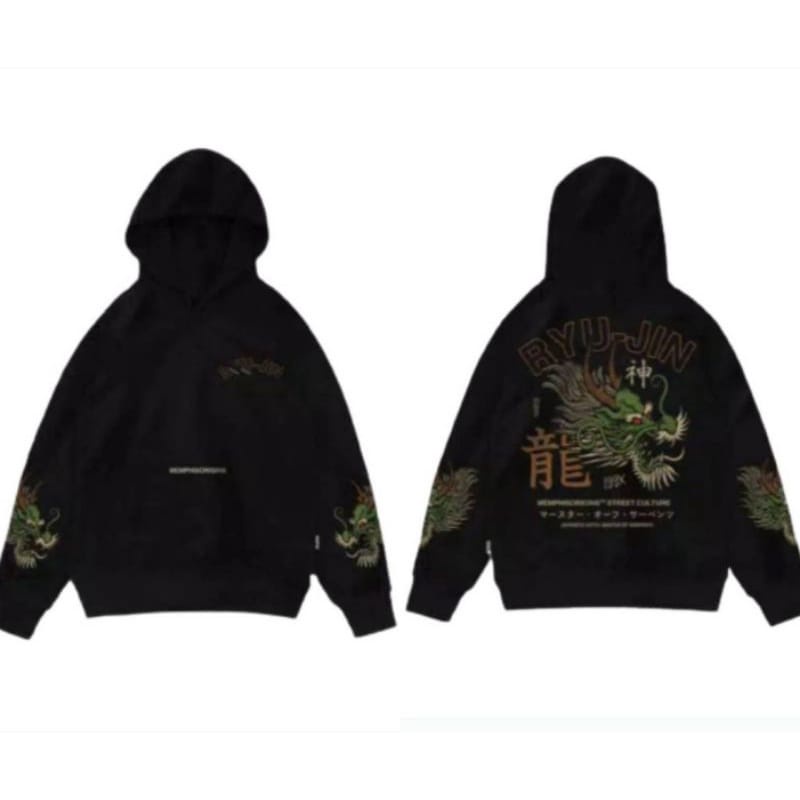 Jaket Pria Distro Jepang Hoodie Memphis Origins Kyogen V2 Motif Sukajan