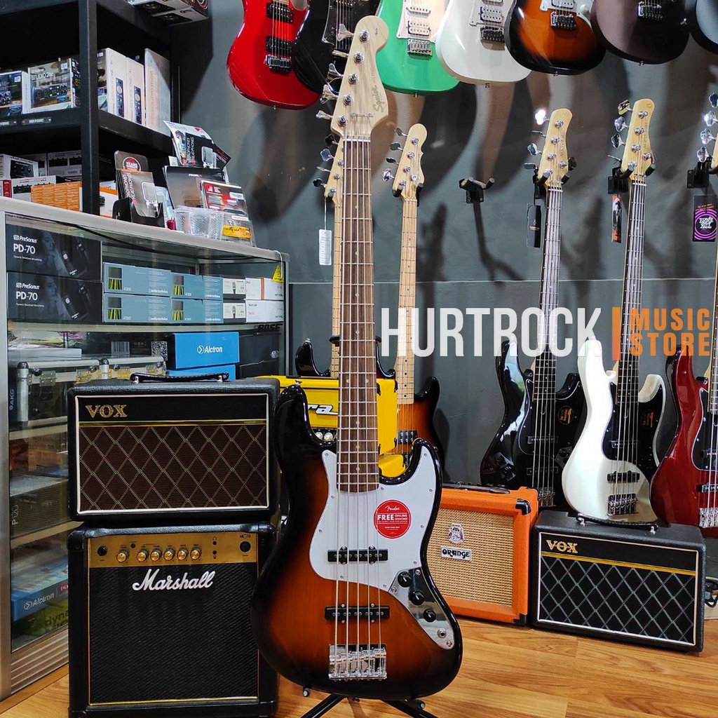 Squier Affinity Series 5-String Jazz Bass Guitar, Laurel FB, Brown Sunburst