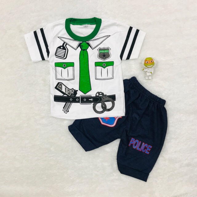 SETELAN BAJU  ANAK  LAKI LAKI USIA  6  24 BULAN  GAMBAR  POLICE 