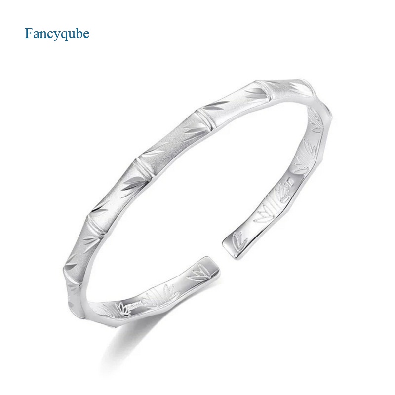 Fancyqube Gelang Bahan Sterling Silver 925 Desain Bambu Gaya Vintage Untuk Wanita