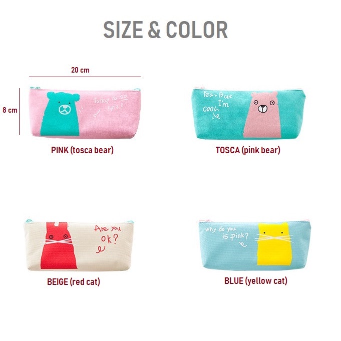 

Diskon [Pencil Case] Minimalist Cartoon Animal Design / Dompet Pensil Trendi