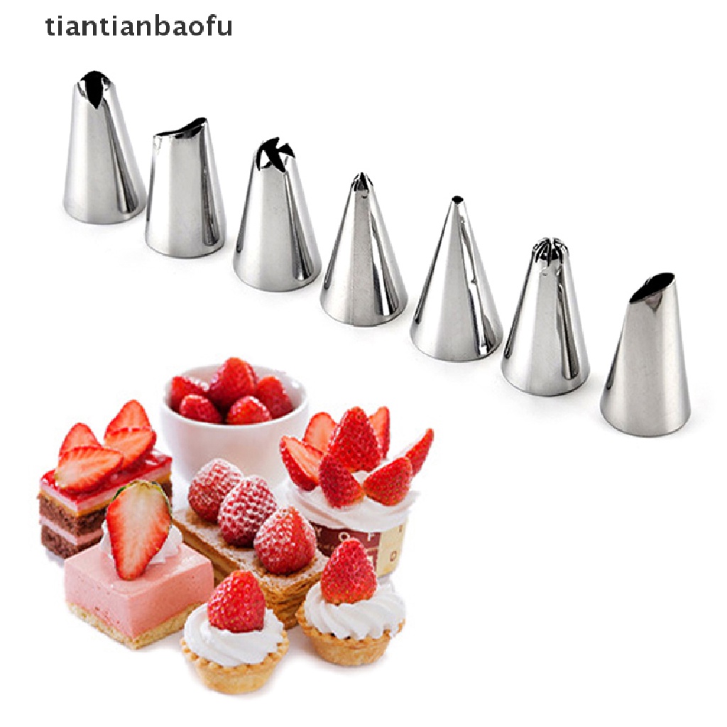 [tiantianbaofu] 8Pcs Stainless Steel Icing Piping Nozzles Pastry Tip Cake Baking DIY Decor Tools Boutique