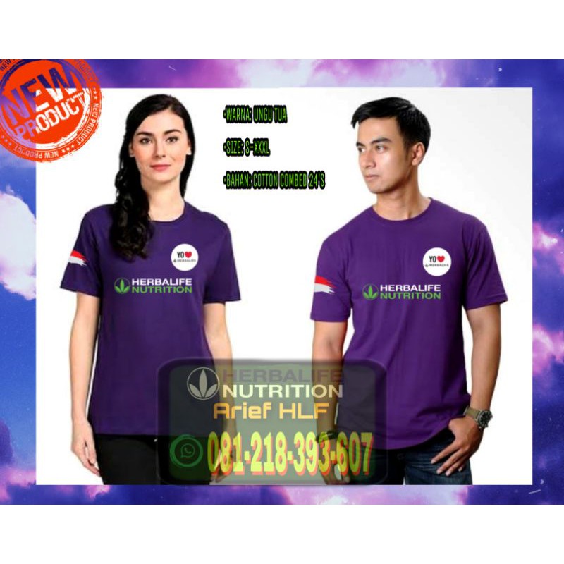 [GRATIS ONGKIR] KAOS HERBALIFE WANITA PRIA COUPLE UNGU LENGAN PANJANG PENDEK