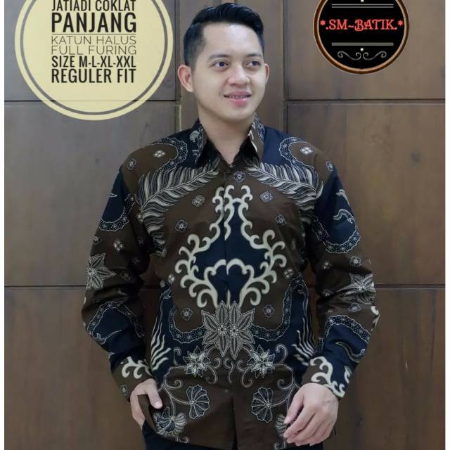 Kemeja Batik Eksklusif Jatiadi Coklat Bahan Katun Halus Lapis Furing