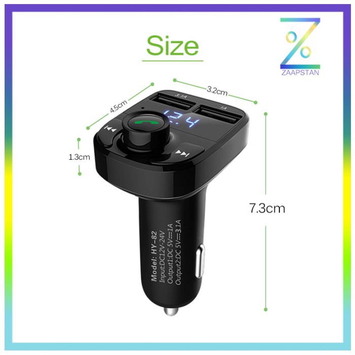 Bluetooth Audio Receiver FM Transmitter Handsfree with USB Car Charger