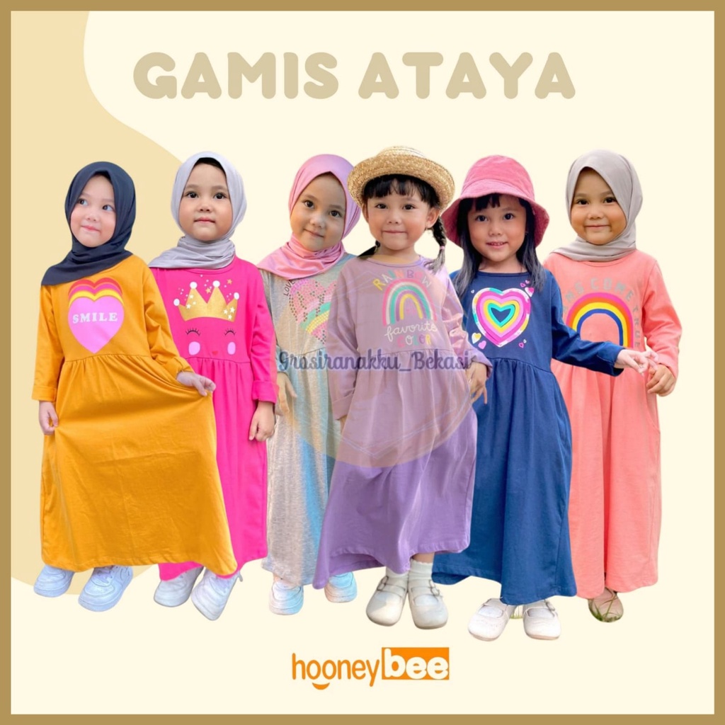 Gamis Kaos Anak Ataya Hooneybee Mix Warna 2-10 Thn