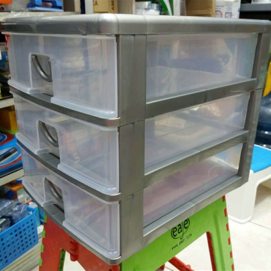 Lion Star PR 33 Pressa Container A4 Laci Plastik Mini Susun 3 Lionstar