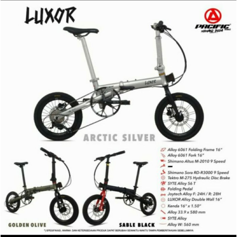 Sepeda lipat 16 inch Pacific LUXOR alloy 9 sp