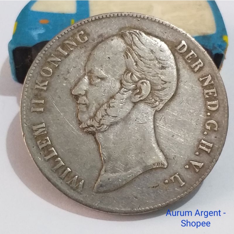 SW22.5G-5.. 1 PC KOIN PERAK KUNO ASLI 2.5 GULDEN WILLEM II KONING TH 1847. -- SILVER COIN --