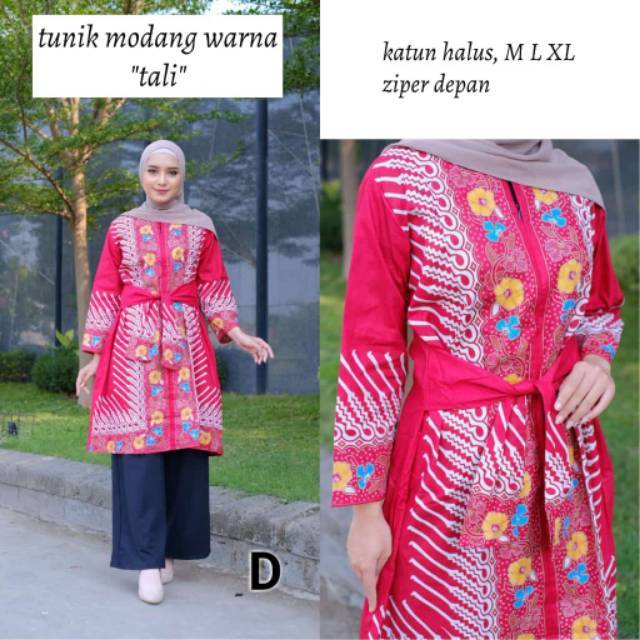 Tunik modang warna tali batik modern kekinian