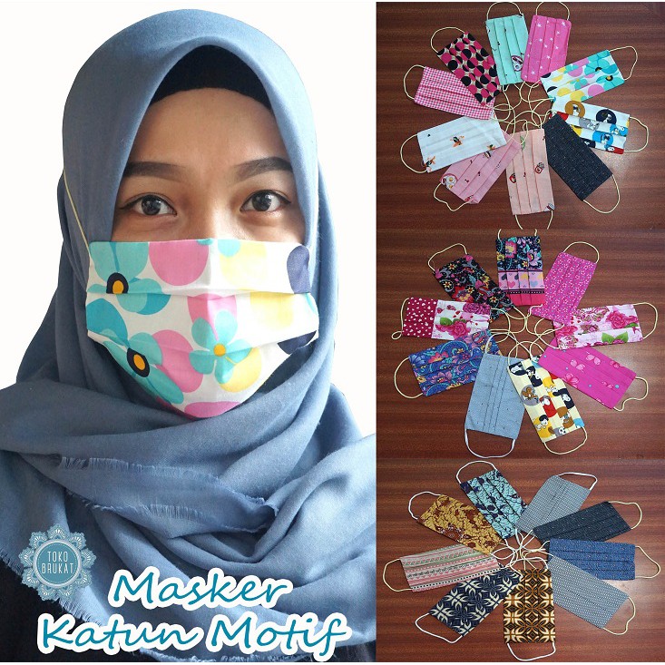 Masker Kain Motif Cotton / Masker Katun Motif / Masker Organic Cotton (Perpiece)