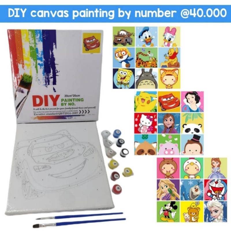 

DIY canvas painting by number mewarna anak
