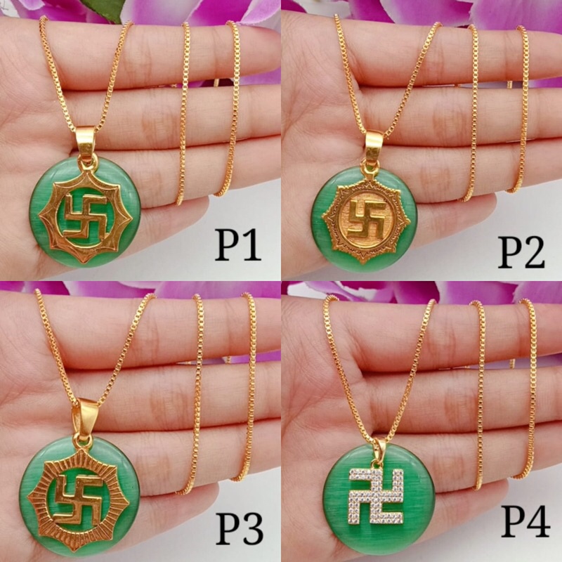 promo flash sale Titanium kalung swastika omkara permata giok impor terbaru star+